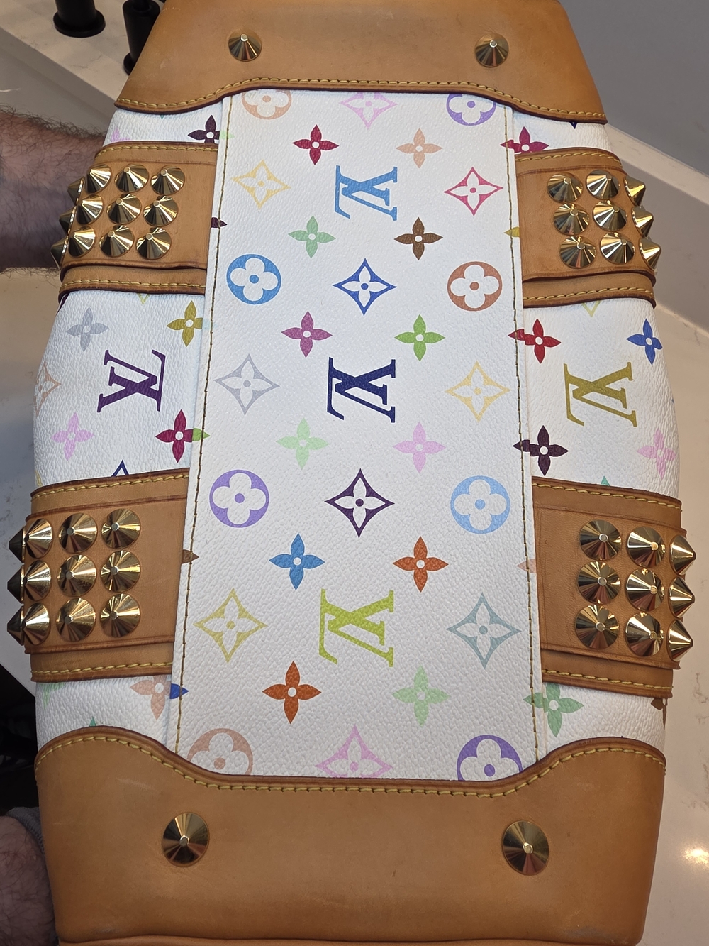 Louis Vuitton Multicolor White Canvas Studded Satchel - Picture 8 of 15